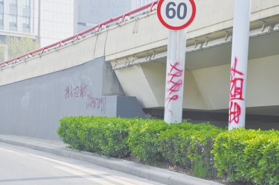 電線桿、立交橋等被噴涂，嚴(yán)重影響了市容。