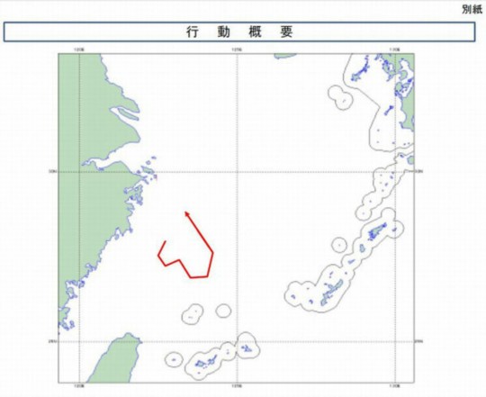 資料圖：日方公布的中國海監(jiān)運(yùn)-12飛機(jī)12月22日飛行路線。