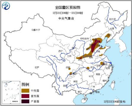 全國霾區(qū)預(yù)報(bào)圖。