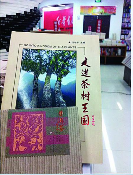 今天上午，記者在普洱市振興大道上的新華書店內(nèi)發(fā)現(xiàn)，沈培平主編的《走進茶樹王國》、《普洱茶連環(huán)畫》兩種書還在售