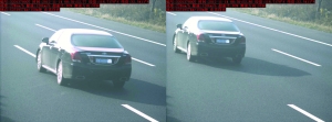 由于車速過快，高清探頭抓拍下的畫面，有一點(diǎn)點(diǎn)模糊 監(jiān)控截圖