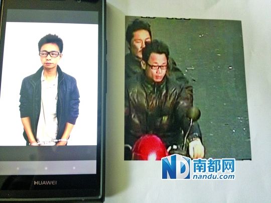 叉車司機(jī)肖東。飛車搶奪嫌疑人(戴眼鏡者)。