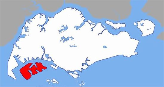 紅色為PX工廠所在裕廊島，與新加坡主城區(qū)距離5公里