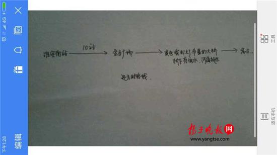 警方根據(jù)這兩張手繪地圖，動(dòng)用300余人次警力終于將林芳找到。（圖由淮安警方提供）