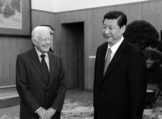 2012年12月13日，中共中央總書(shū)記習(xí)近平在中南海會(huì)見(jiàn)美國(guó)前總統(tǒng)卡特
