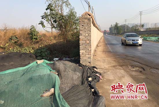 一墻之隔，一邊是道路，一邊是垃圾和荒草，市民質(zhì)疑其為遮羞墻。