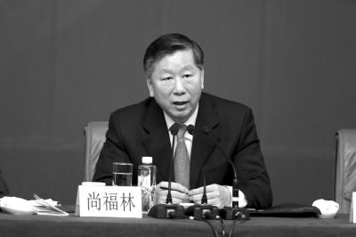 銀監(jiān)會主席尚福林。記者王海欣攝