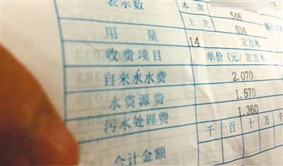 北京市某居民的水費單顯示，費用中有水資源費和污水處理費兩項附加收費。