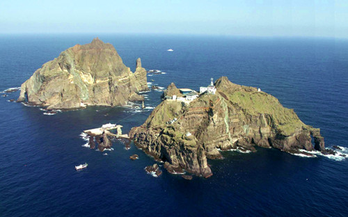 資料圖：日韓爭(zhēng)議島嶼，韓國(guó)稱“獨(dú)島”，日本稱“竹島”。